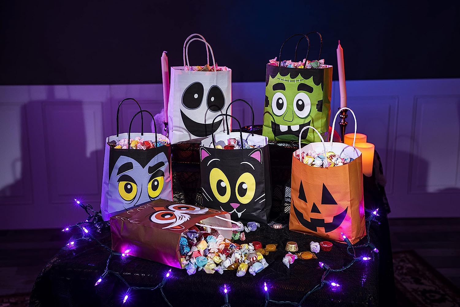 Halloween Colorful Bags with Handles, 24 Pcs - Image 7