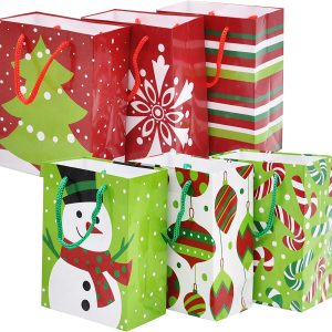 18 Pack Christmas Gift Bags, Holiday Paper Bags