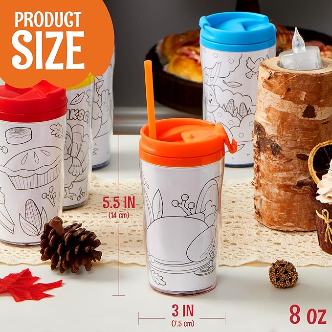 12 Pcs Thanksgiving Coloring Cup for Kids - Image 3