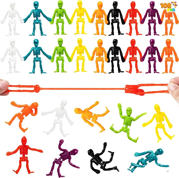 JOYIN 48 PCS Halloween Stretchy Skeletons - Party Favors for Kids