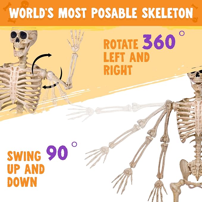 JOYIN 5 FT Posable Skeleton - Life Size Halloween Decoration - Image 5