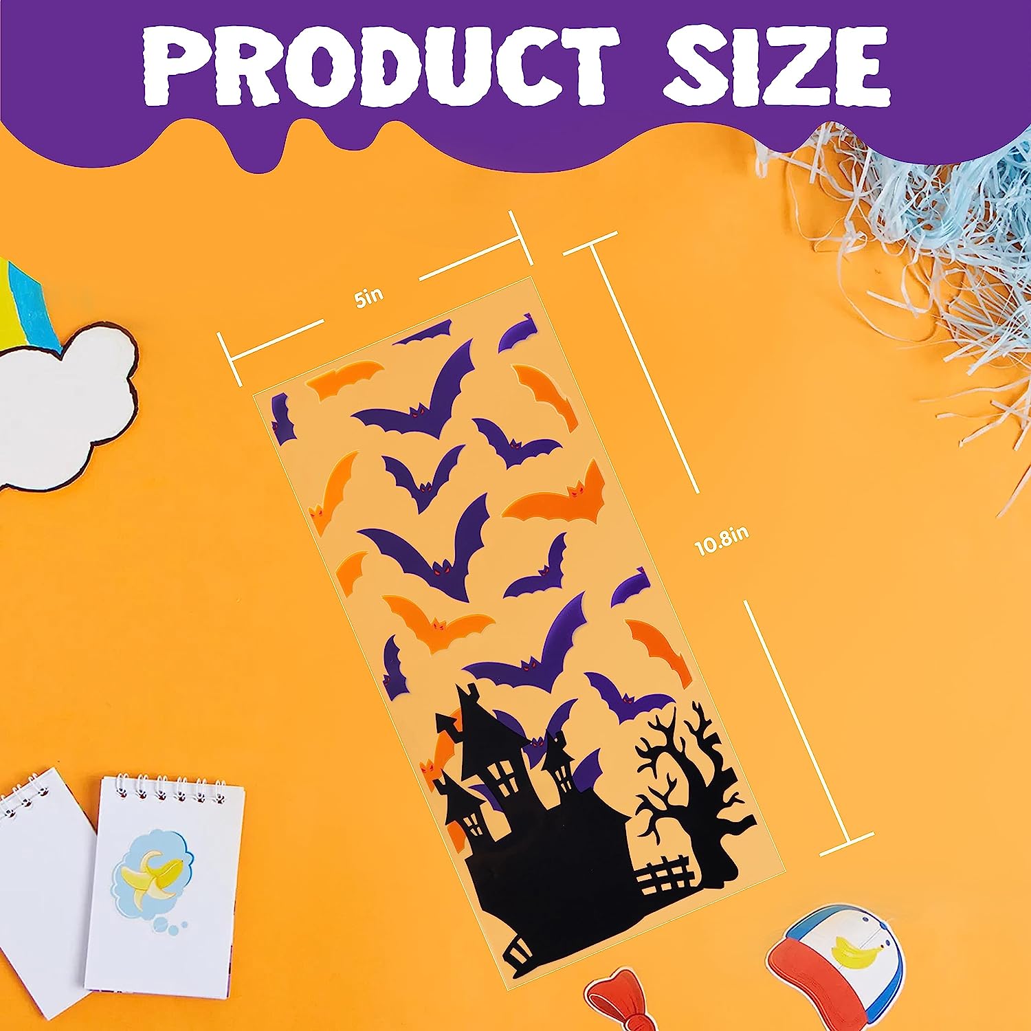 Halloween Cellophane Rectangle Treat Bags, 150 Pcs - Image 7
