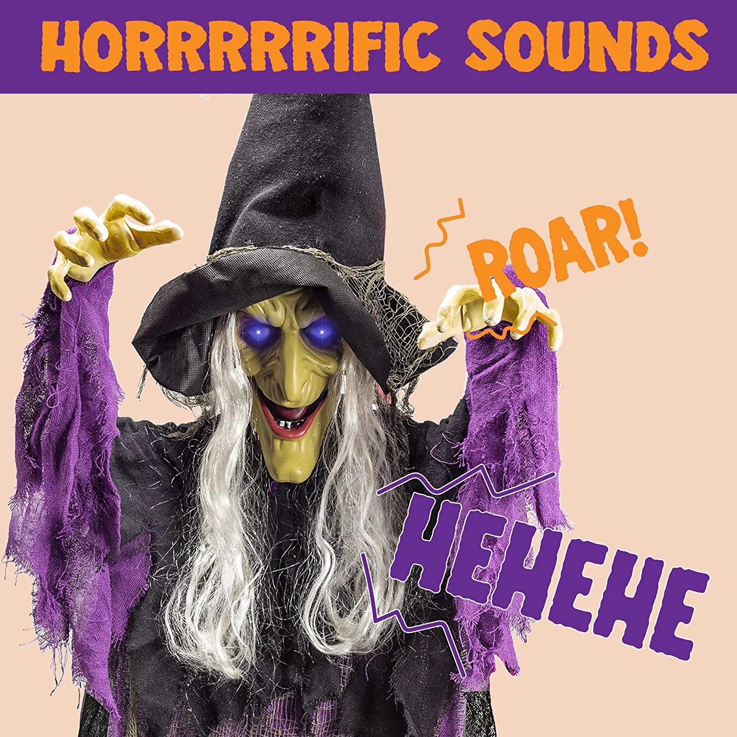72in Hanging Talking Witch With Light-up Eyes - Image 4