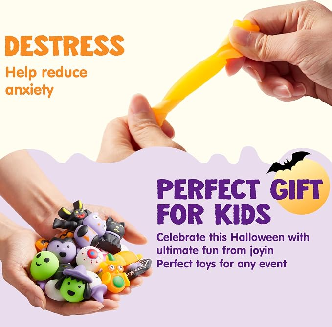 JOYIN 48 PCS Halloween Mochi Squishy Toys - Party Favors for Kids - Image 4