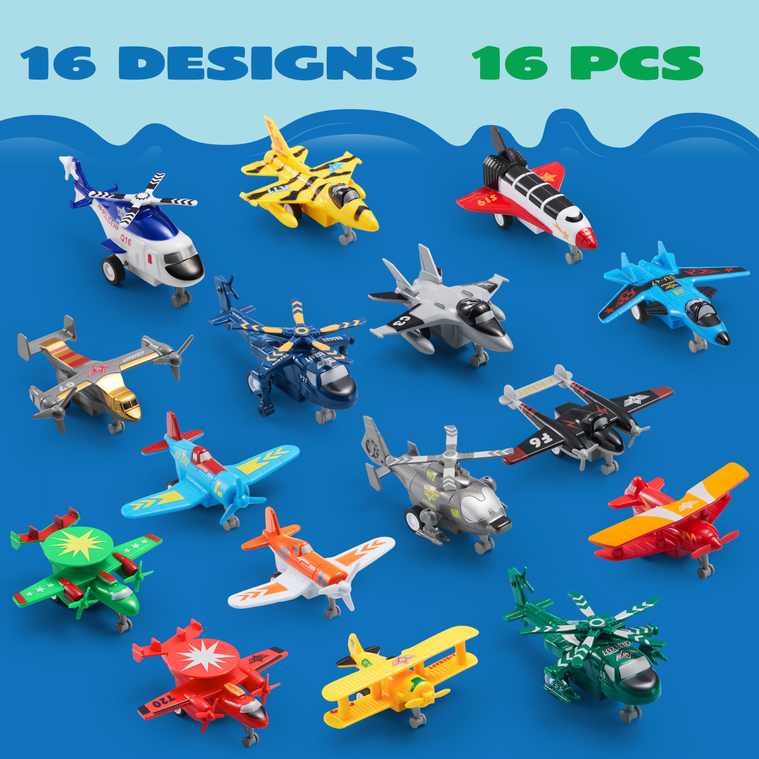 Pull Back Aircraft Toy Set, 16Pcs - Image 5