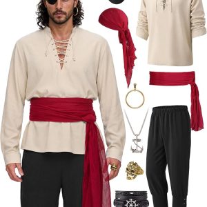 JOYIN Mens Pirate Costume - Adult Halloween Renaissance Outfit