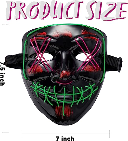LED Multi Color Scary Mask And Gloves, (green&purple) - Image 4