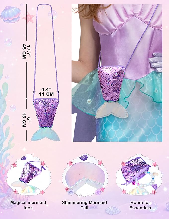 JOYIN Little Mermaid Costume with Tail - Girls Halloween Princess Outfit - Image 4