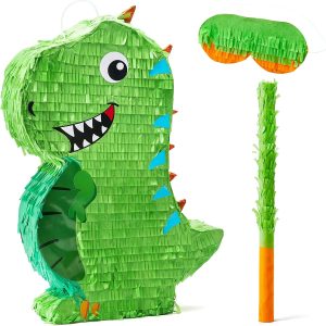 Dinosaur Pinata with Plastic Bat and Paper Blindfold