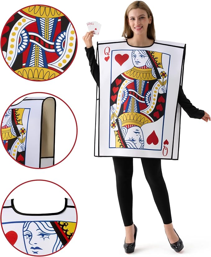 JOYIN 2 PCS King & Queen Playing Card Costume - Adult Couple Halloween Set - Image 5