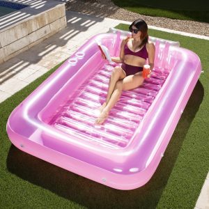 85in x 57in Extra Large Pink Sun Tan Tub Adult Pool Floats Raft for Pool Sunbathing