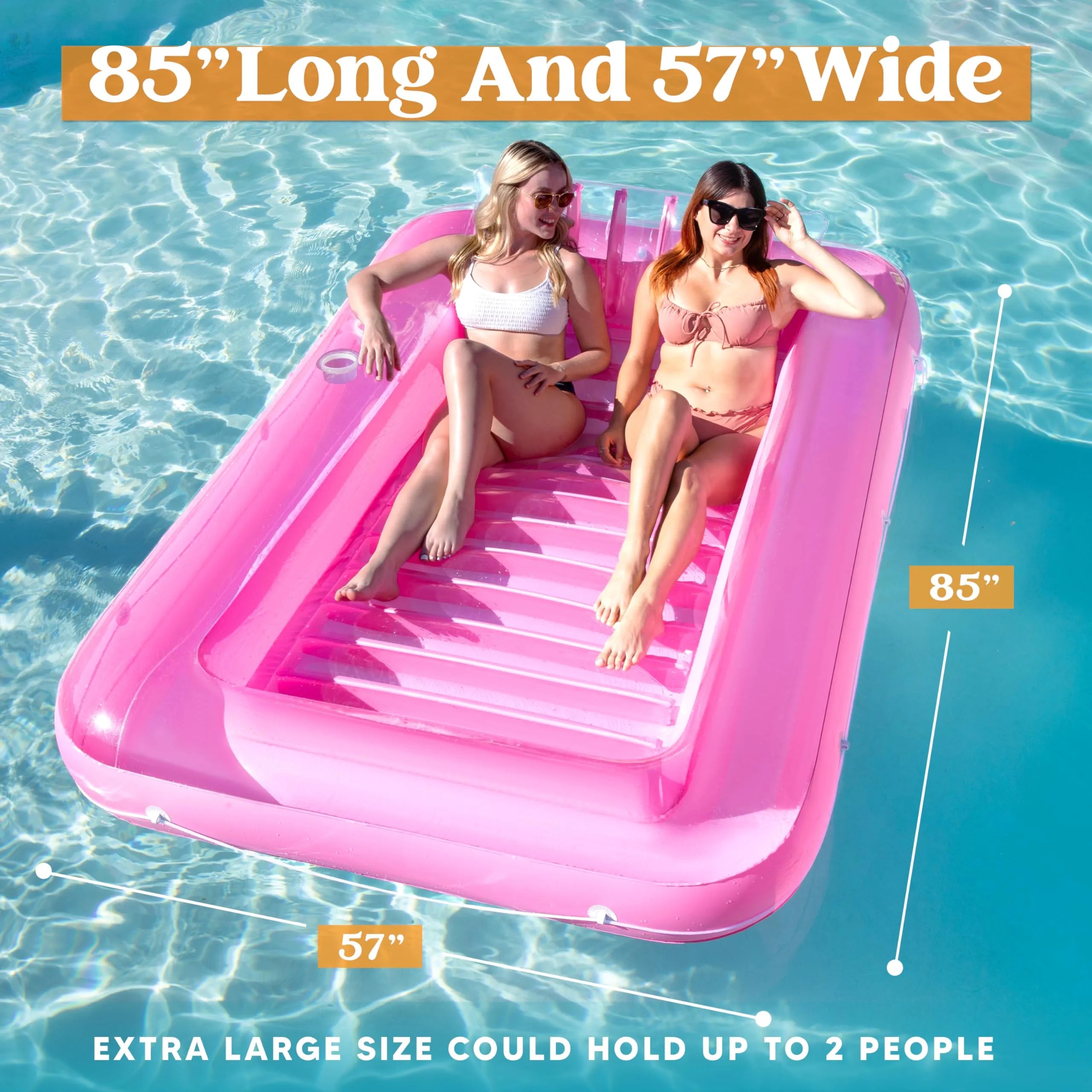 85in x 57in Extra Large Pink Sun Tan Tub Adult Pool Floats Raft for Pool Sunbathing - Image 7