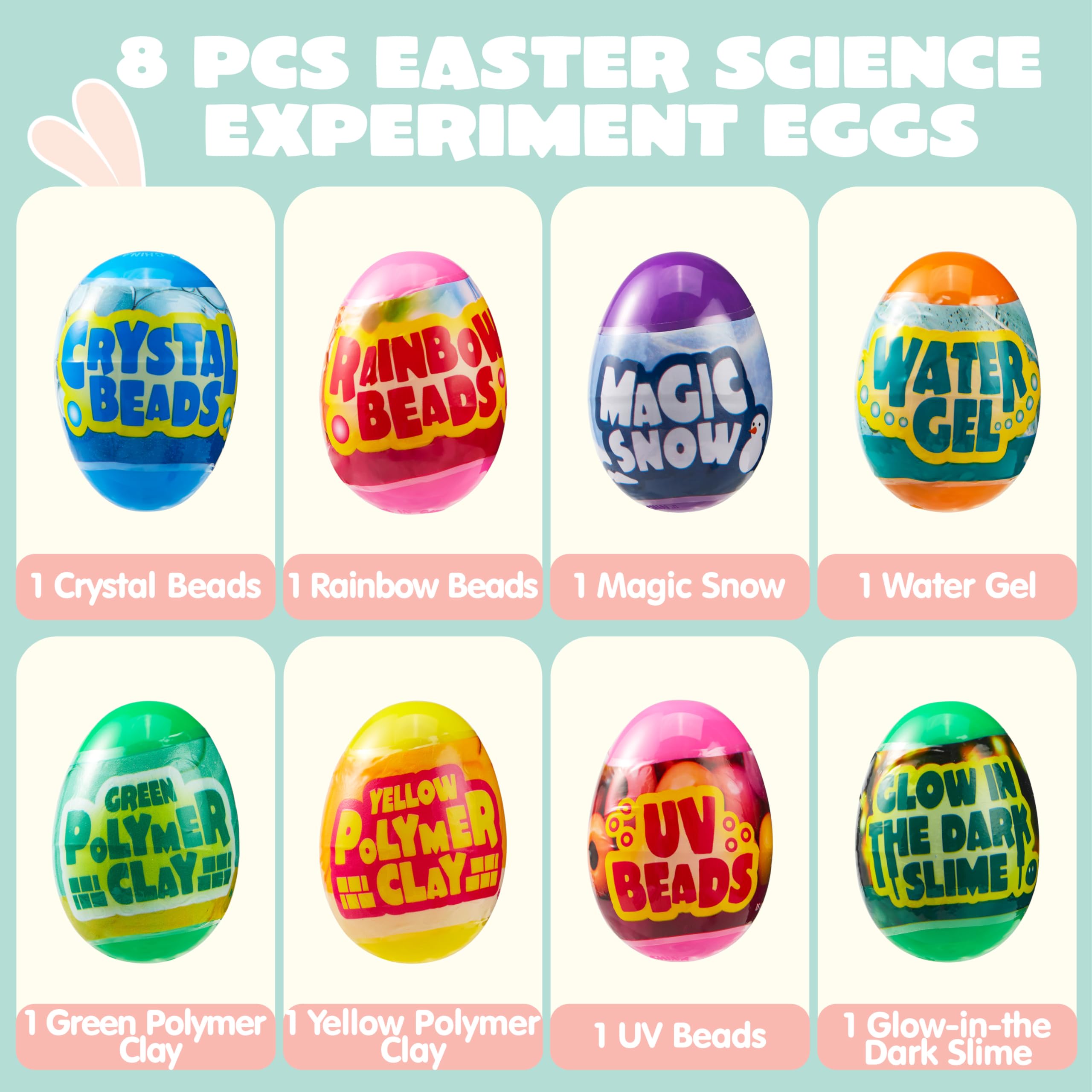 8 Pcs Easter Science Experiment STEM Eggs for Kids Party Favors - Image 2