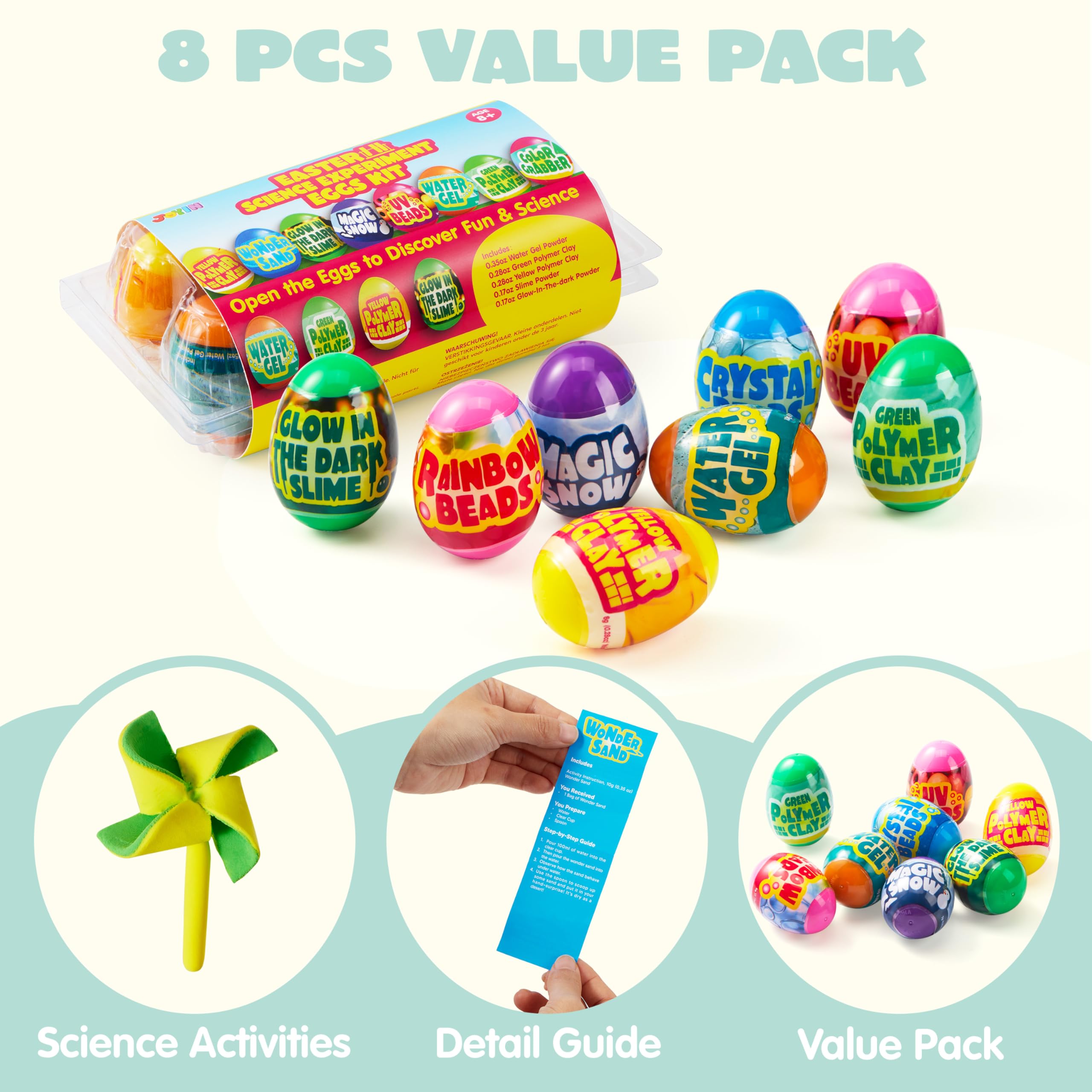 8 Pcs Easter Science Experiment STEM Eggs for Kids Party Favors - Image 3