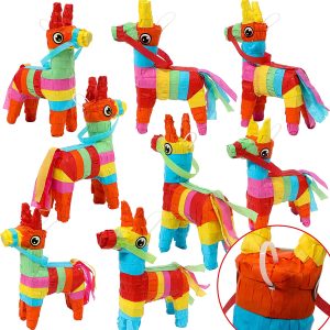 8Pcs Mini Donkey Pinatas Muti Color