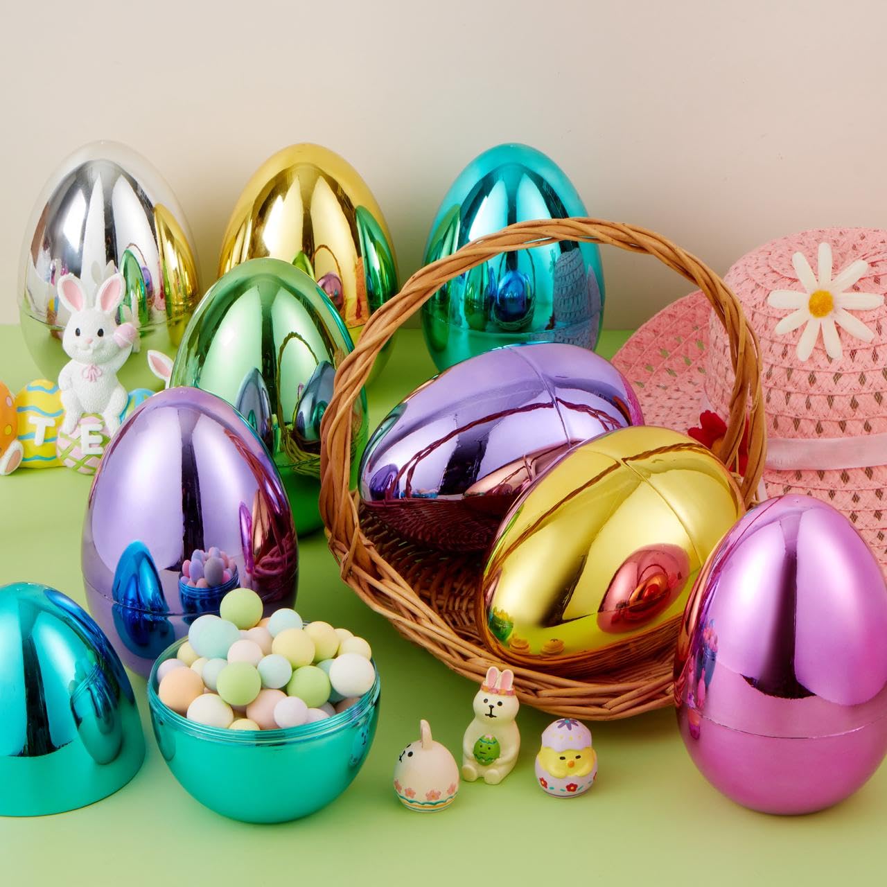 12Pcs Large Metallic Easter Eggs, 6 Inches Colorful Jumbo Eggs Fillable - Image 8