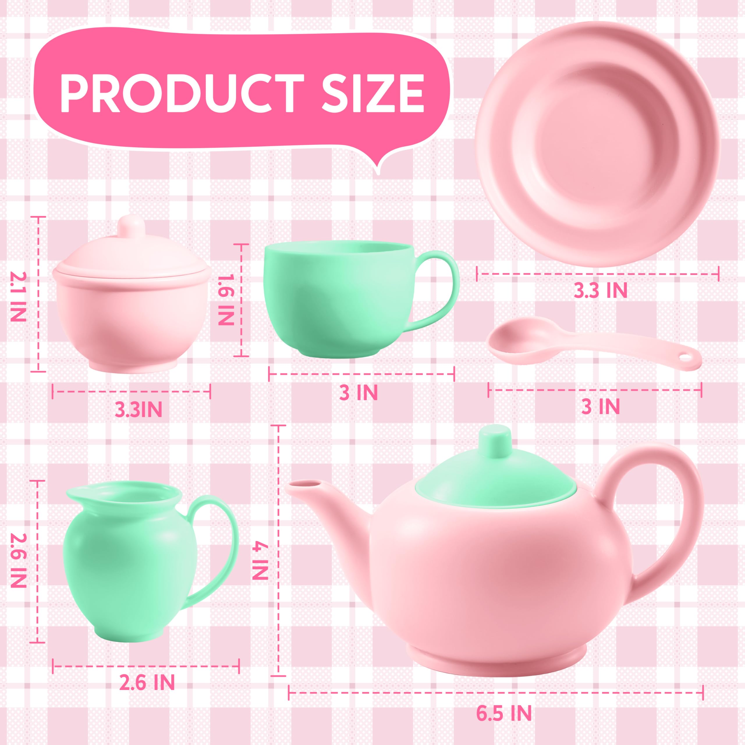 18PCS Pretend Tea Party Set - Baby Pink Teapot - Image 8