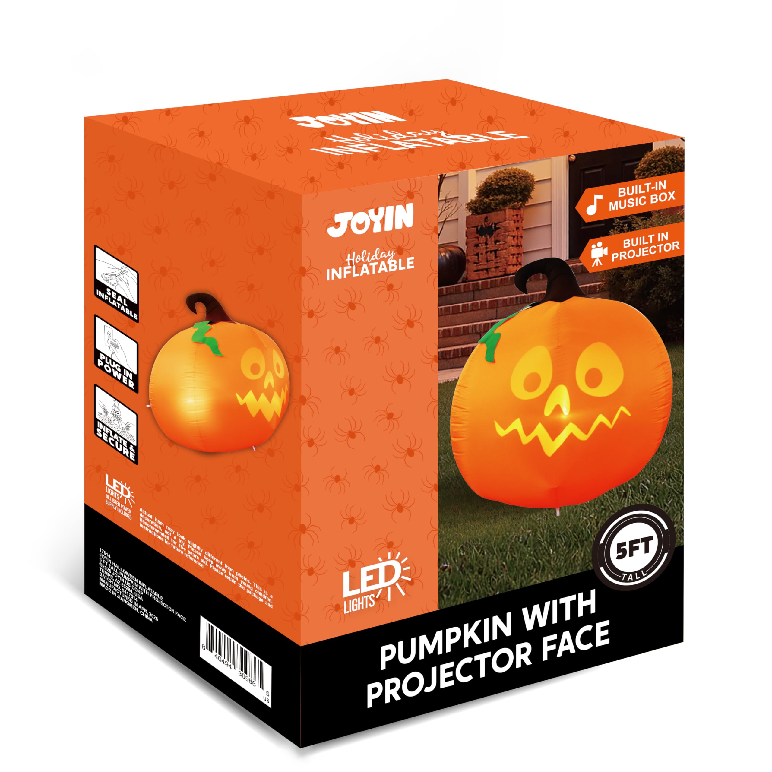 5Ft Halloween Inflatable Pumpkin Outdoor Decoration - Image 8