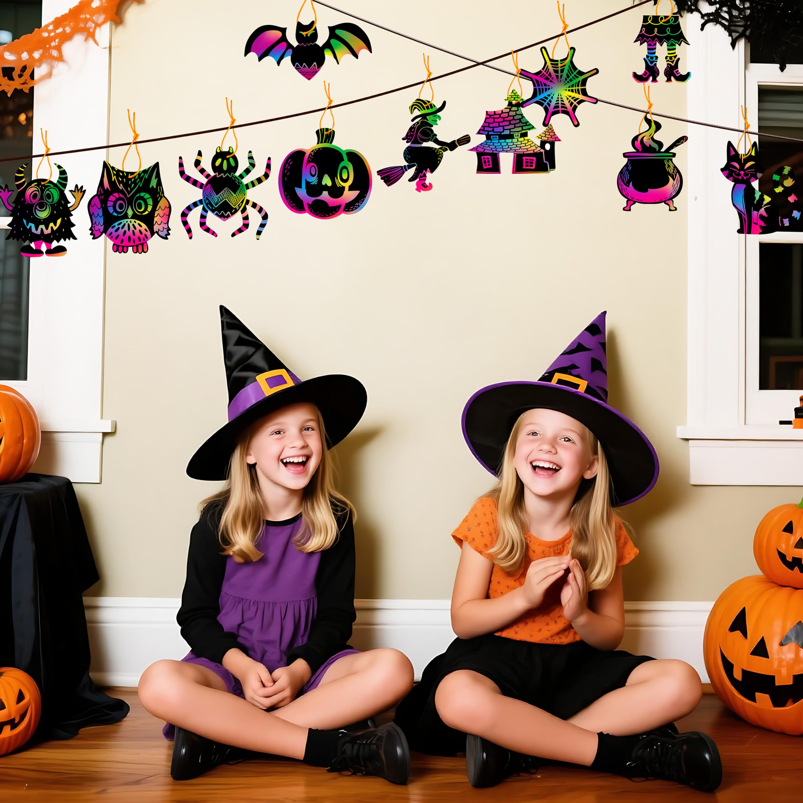 120 Pcs Halloween Rainbow Scratch Art Crafts for Kid - Image 8