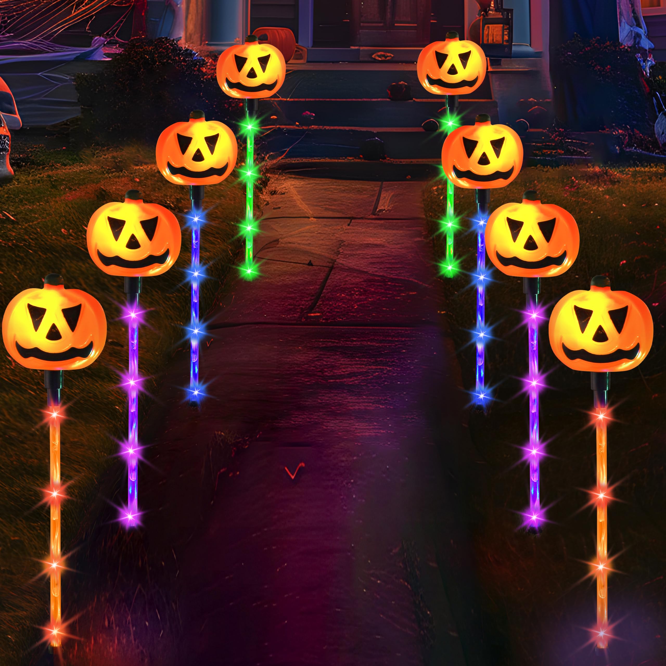 10Pcs Halloween Solar Pumpkin Pathway Lights Decorations - Image 8