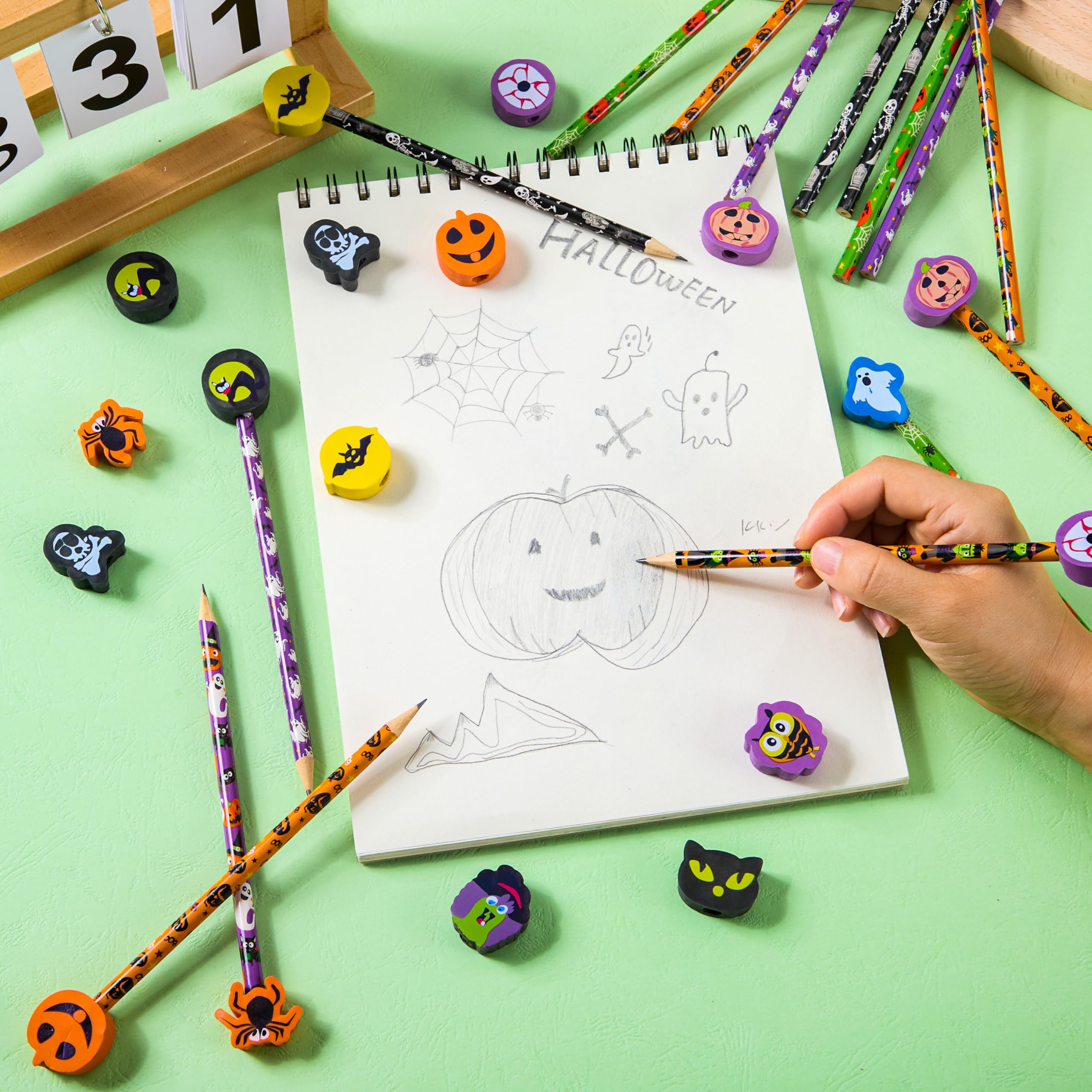108PCS Halloween Pencils with Erasers Stationery Set - Image 8