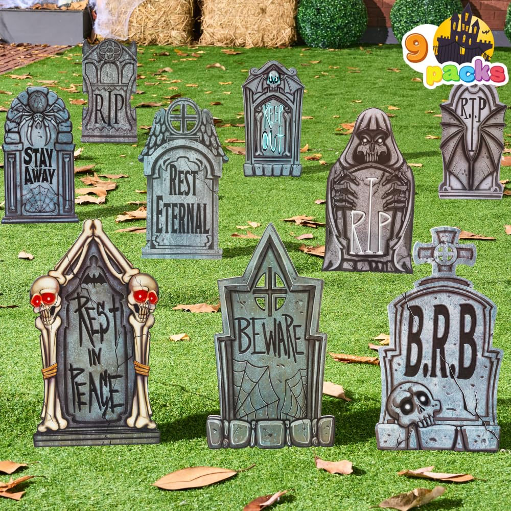 16 9 Pcs Halloween Tombstones Decorations
