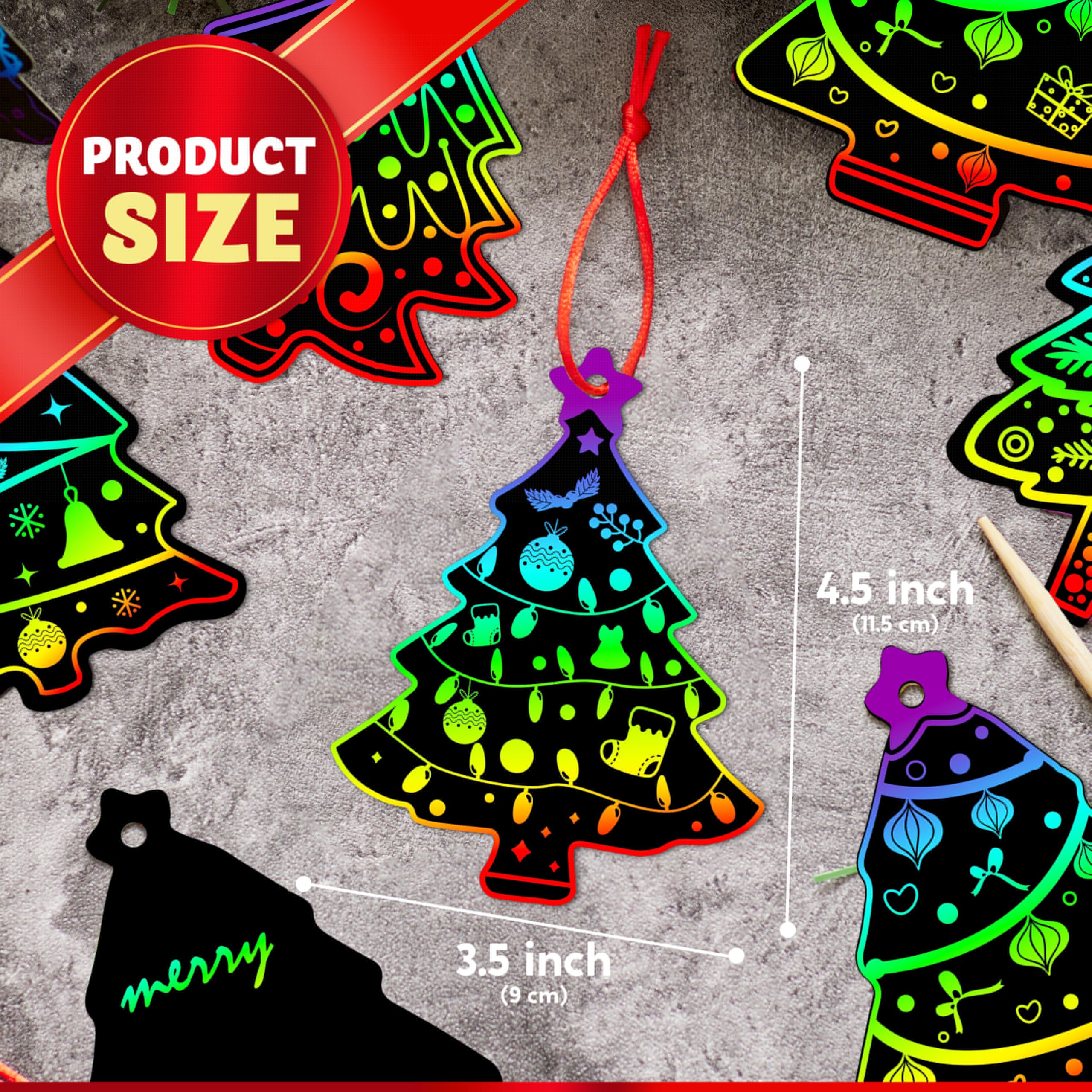 72 Pcs Christmas Scratch Art Ornaments - Image 8