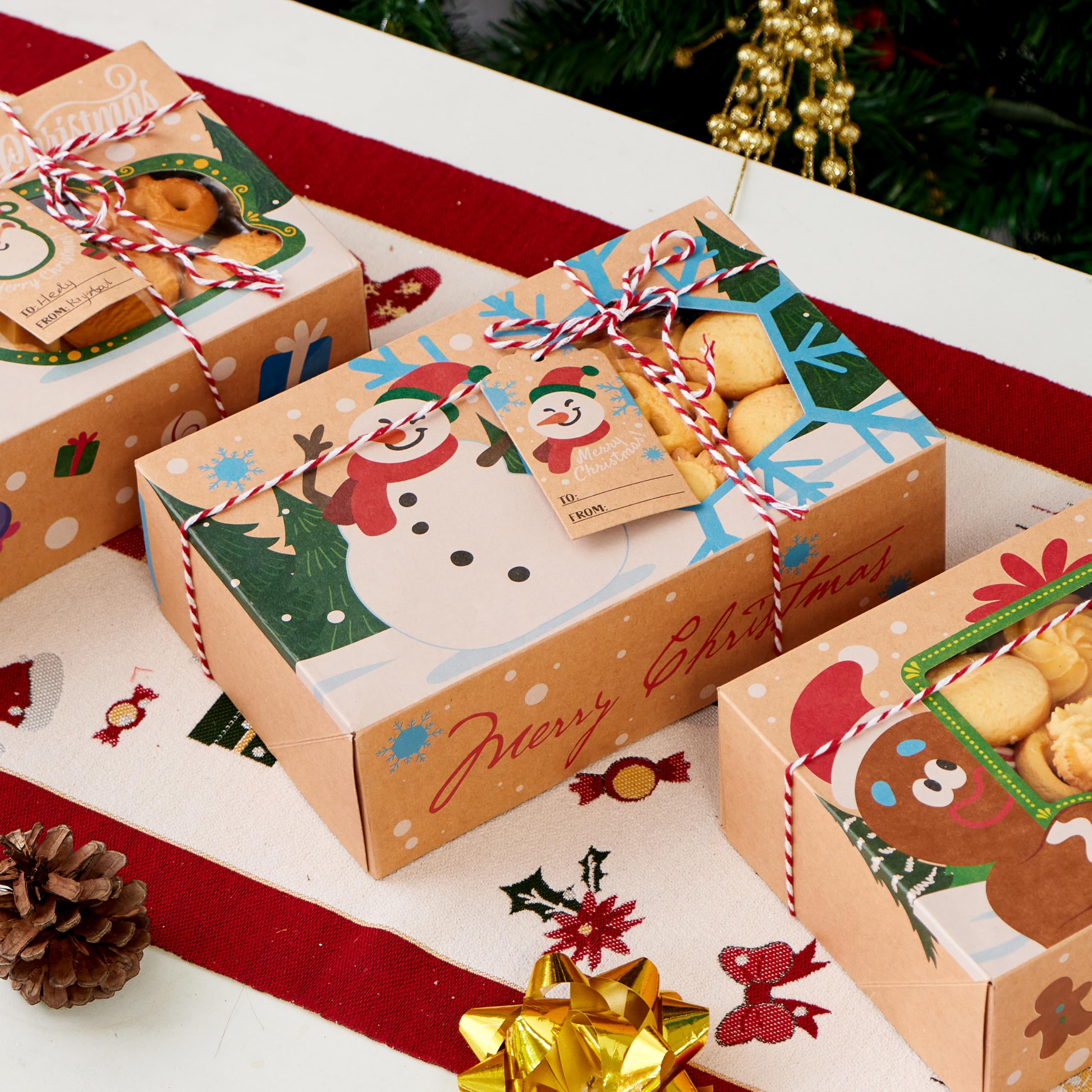 24 PCS Christmas Cookie Gift Baking Box with Window Auto-Popup - Image 8