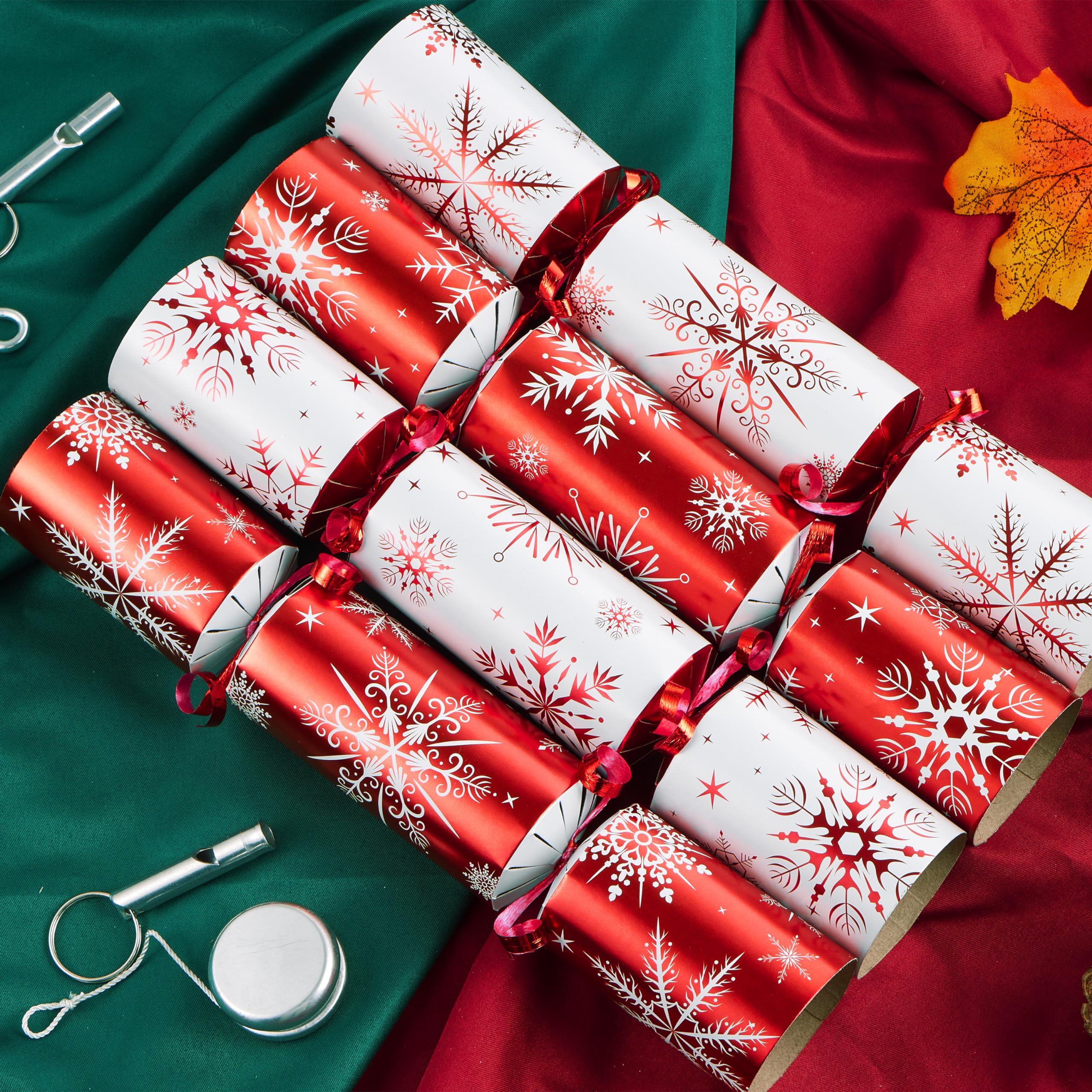 Christmas Party Table Favors (Red White Snowflake), 12 Pack - Image 8