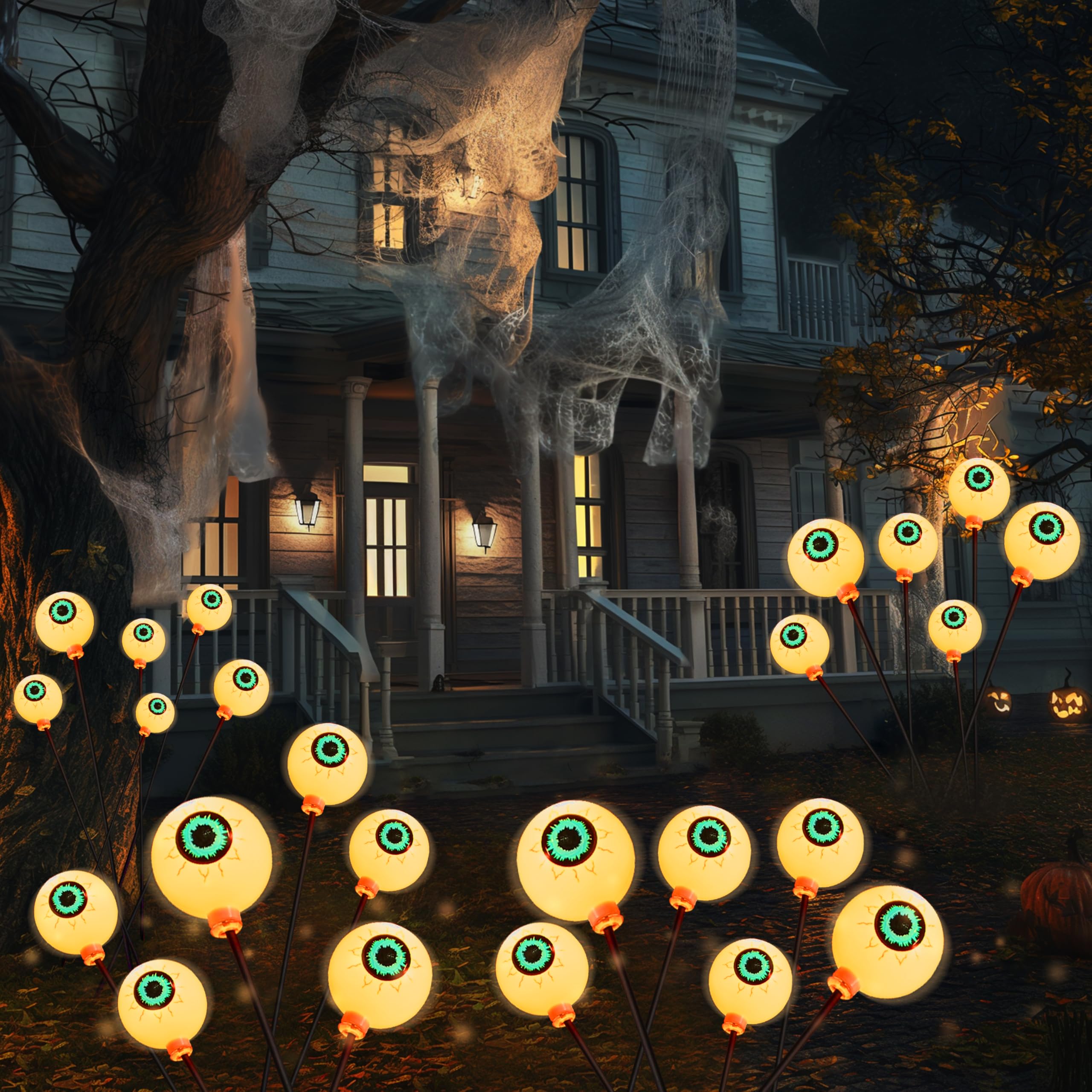 Halloween Decorations Outdoor Solar Scary Eyeball Lights-Warm White - Image 8