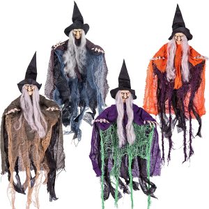 19.6in Halloween Hanging Evil Witch, 4 Pack