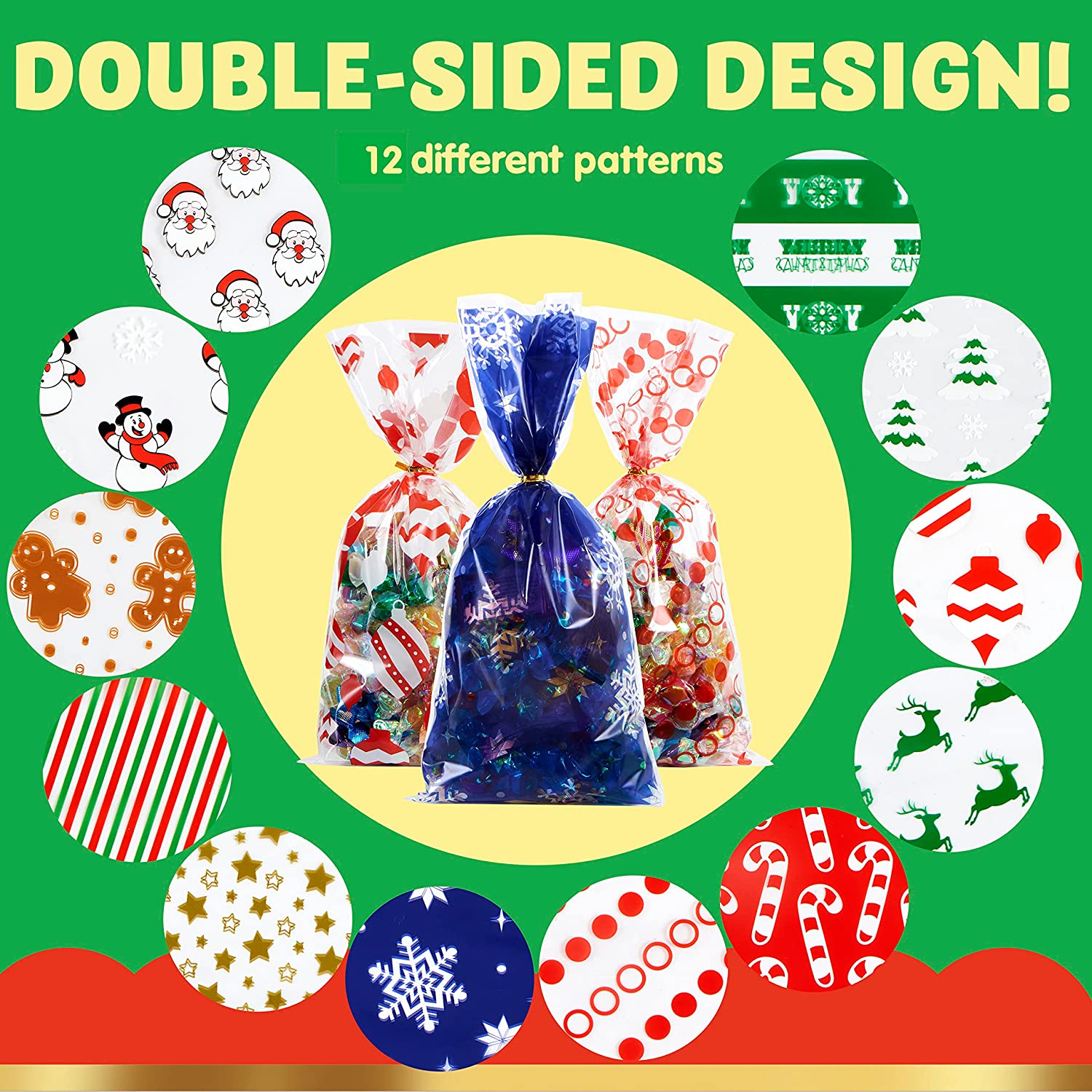 Christmas Cellophane Goody Bags Assortment - Image 2