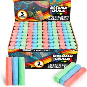 108Pcs 3 Color 36 Packs Sidewalk Chalks