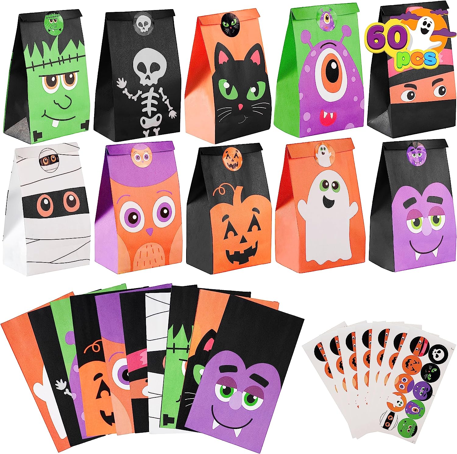 Characters Kraft Paper Treat Bags, 60 Pcs