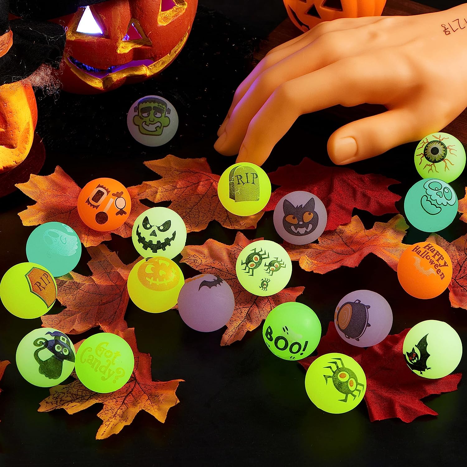 100 Halloween Glow in The Dark Bouncing Balls - Image 8