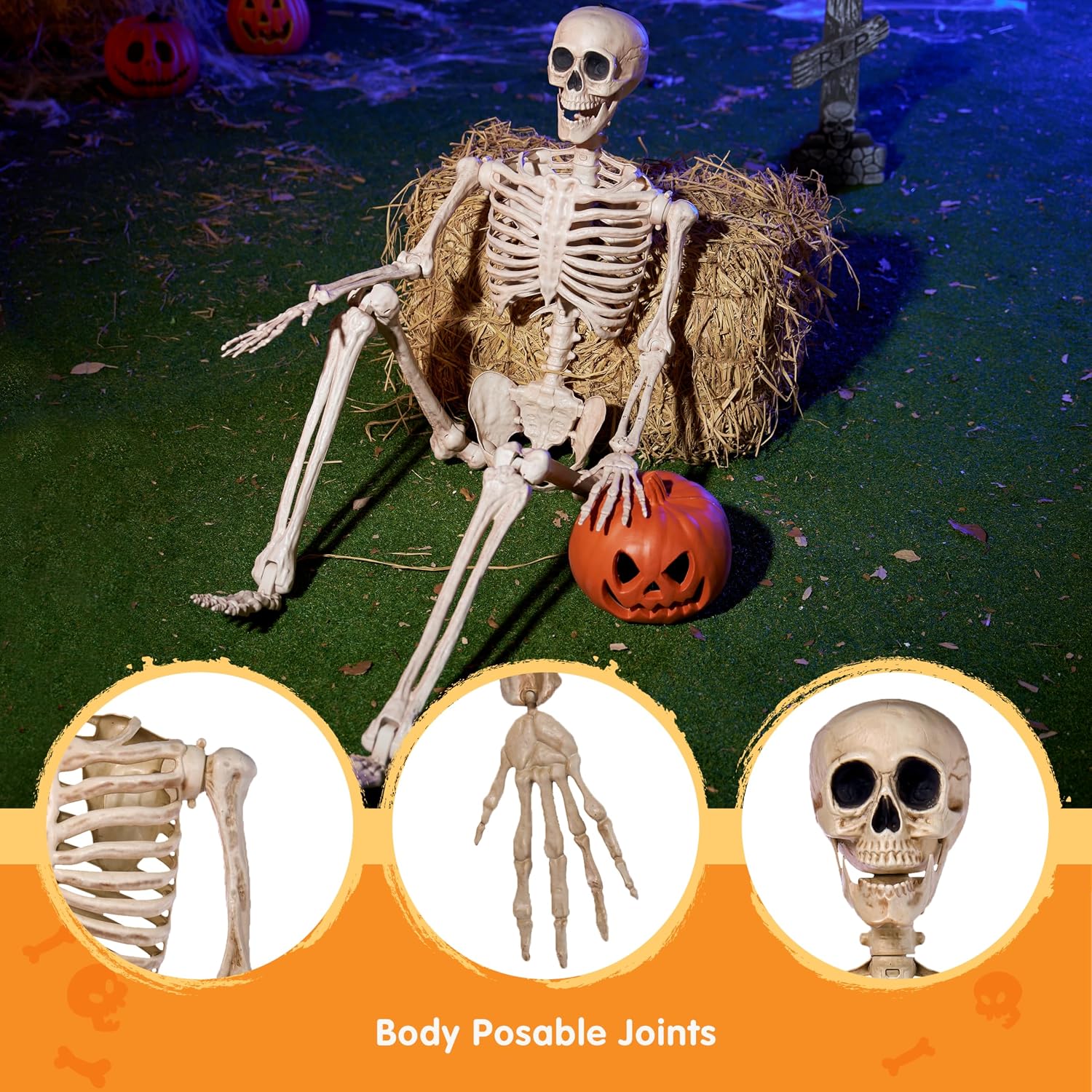 JOYIN 5 FT Posable Skeleton - Life Size Halloween Decoration - Image 8