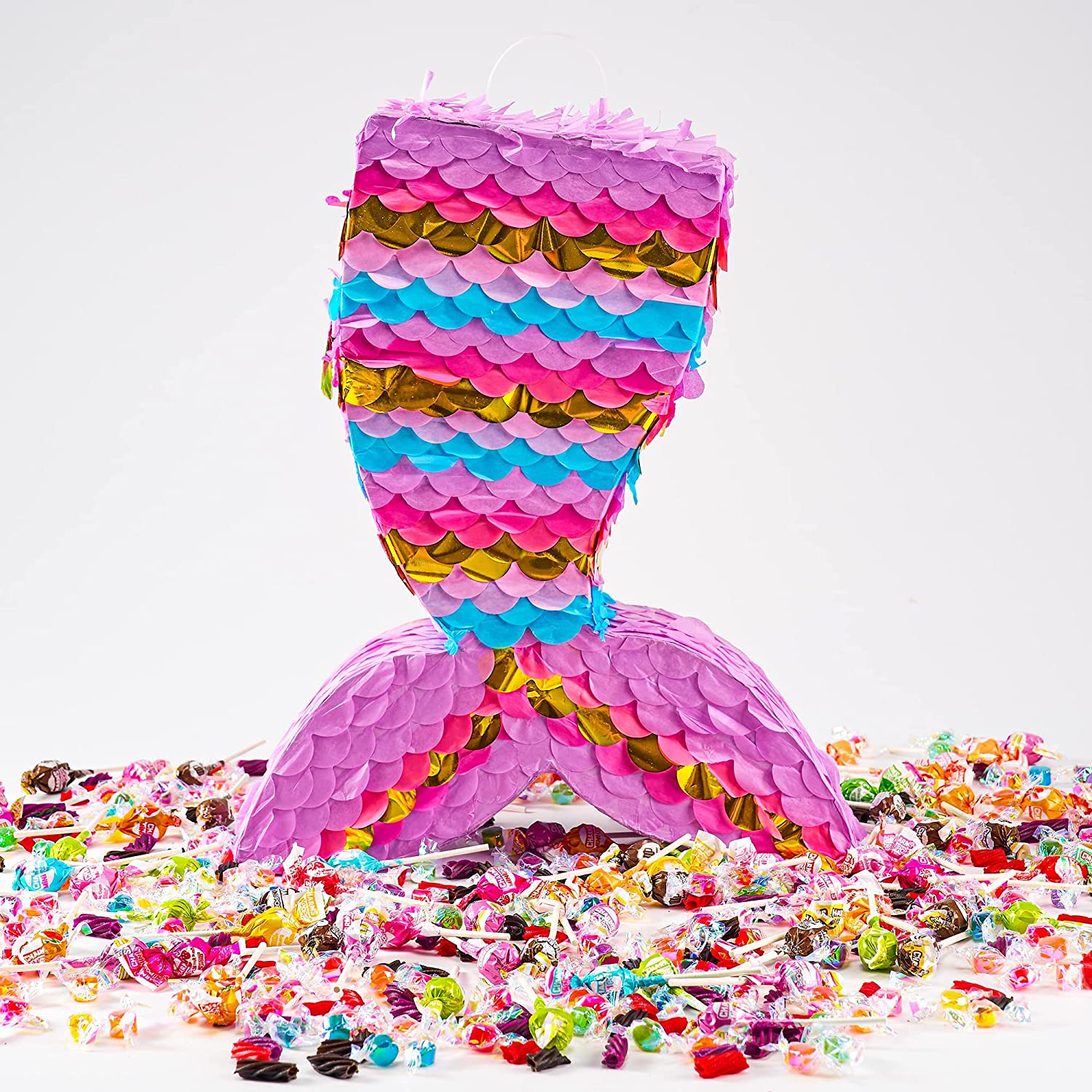 Mermaid Pinata with Plastic Bat and Paper Blindfold - Image 8