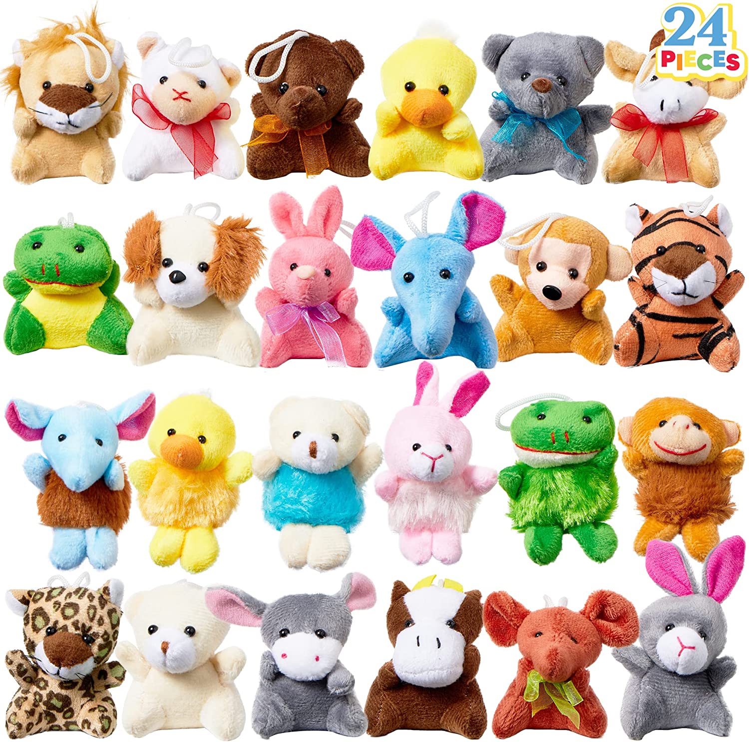 JOYIN 24 Pack Mini Animal Plush Toys, 3 Inch Assorted Stuffed Animals Party Favors