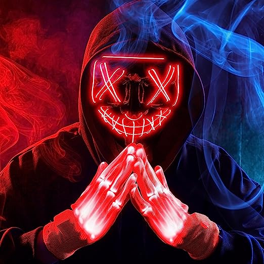 LED Scary Mask And Gloves (red) - Image 6