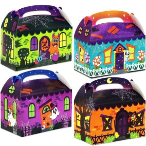 3D Halloween House Cardboard Treat Boxes, 32 Pcs