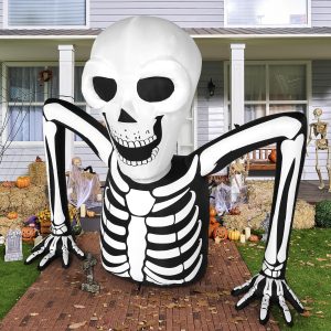5.5FT Halloween Inflatable Skeleton Ground Breaker with LED Lights – Outdoor Yard, Lawn & Garden Decoration for Halloween