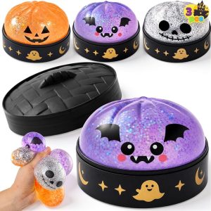 JOYIN 3 PCS Halloween Glitter Dumpling Squish Toys - Slow Rising Stress Relief