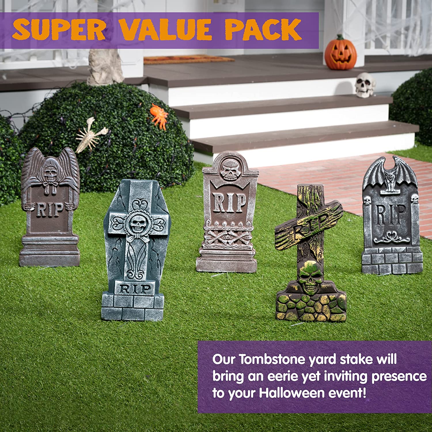5-pack Realistic Foam Tombstones And Stands - Image 2