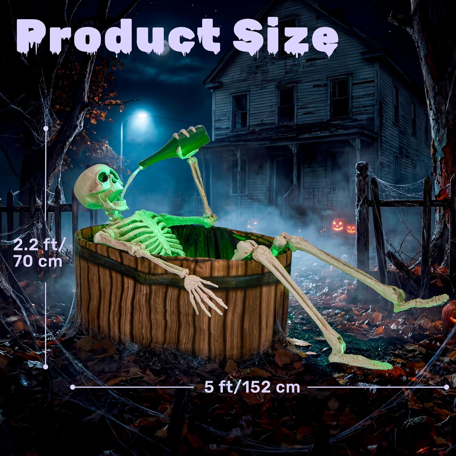 JOYIN 5 FT Animatronic Drinking Skeleton - Light-Up Halloween Outdoor Prop - Image 7