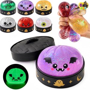 JOYIN 6 PCS Halloween Glow Dumpling Squish Toys - Slow Rising Stress Relief