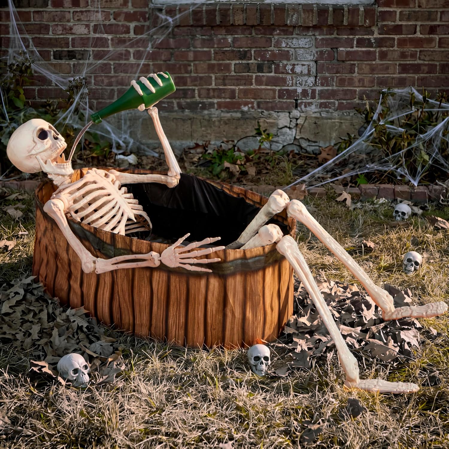 JOYIN 5 FT Animatronic Drinking Skeleton - Light-Up Halloween Outdoor Prop - Image 8