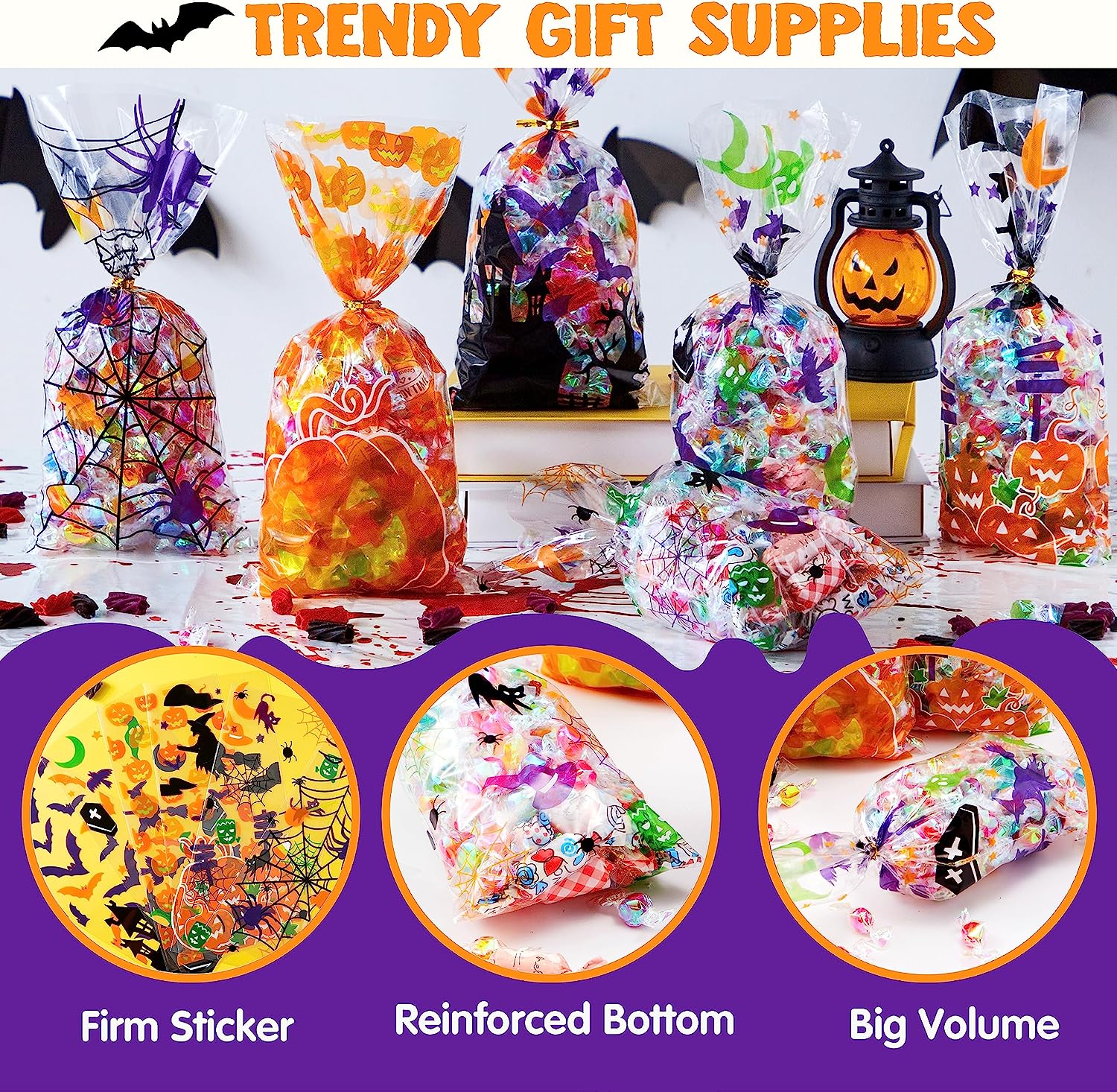 Halloween Cellophane Rectangle Treat Bags, 150 Pcs - Image 5