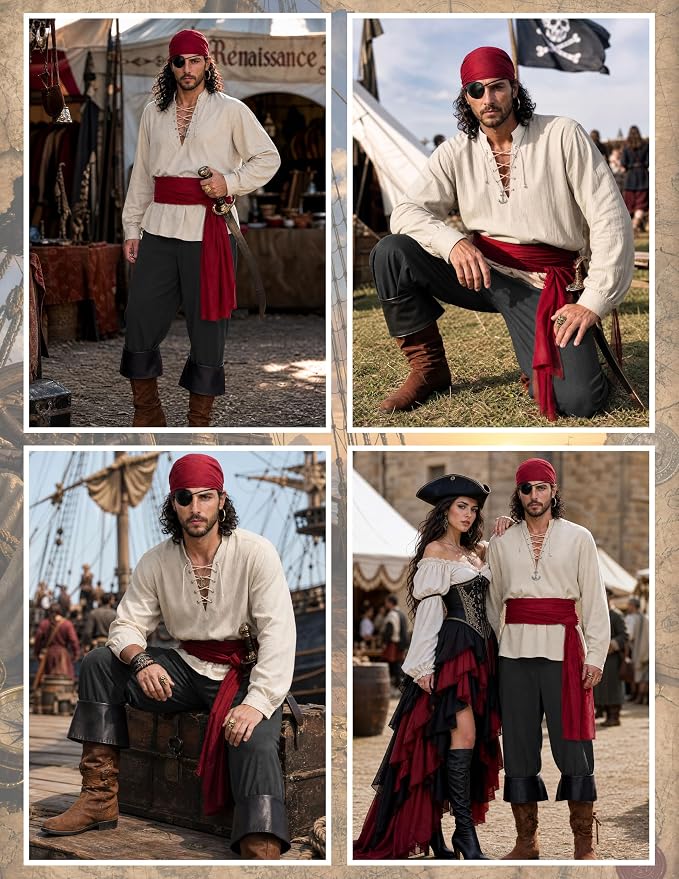 JOYIN Mens Pirate Costume - Adult Halloween Renaissance Outfit - Image 5