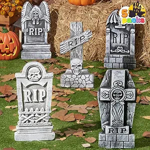 JOYIN 5 PCS 17 Halloween Tombstones - Graveyard Yard Decoration - Image 2