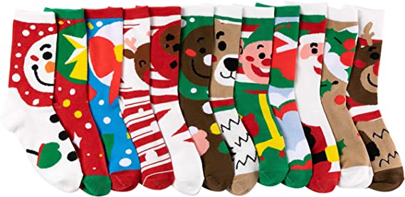Soft Cotton Christmas Socks Set, 12 Pack - Image 3